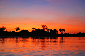 Coucher de soleil sur le Pantanal